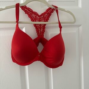 Victoria’s Secret Red Lace Racerback Lingerie Bra | 34DDD
